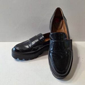 Franco Sarto Black Whimsigoth Platform Lug Sole Penny Loafers Size 6.5